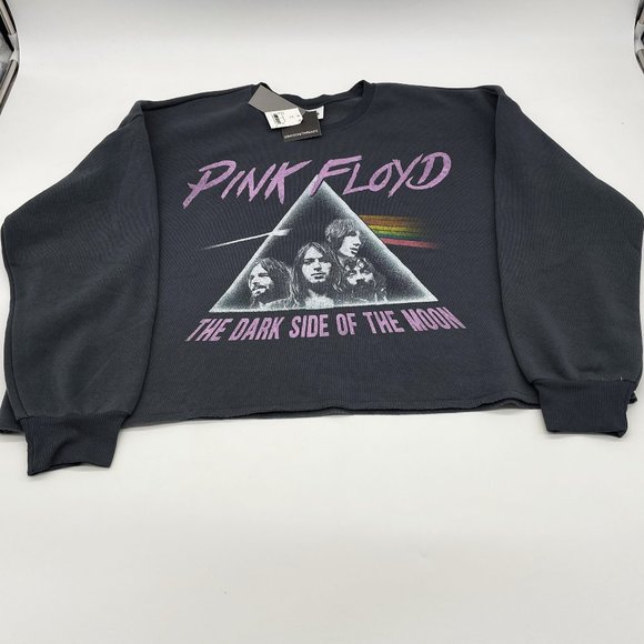 Pink Floyd The Dark Side of the Moon Gray Womens Size XL Crop Top Sweatshirt-NWT - Picture 1 of 4